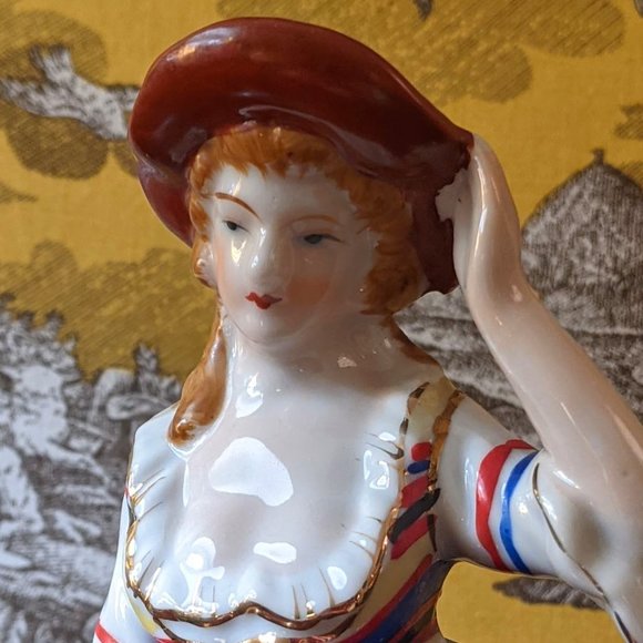1950s quality porcelain figurines Marie-Antoinette era Japan made  Meissen style - Picture 7 of 11